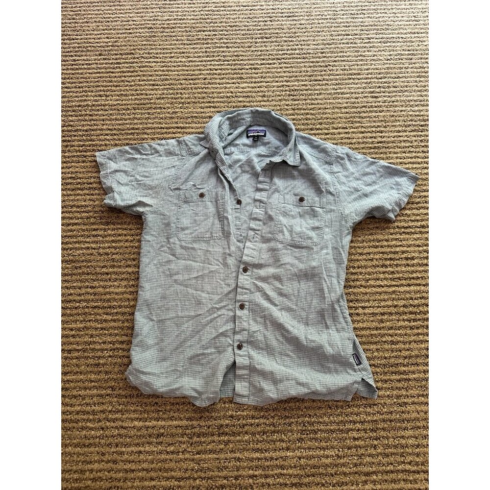 Patagonia Shirt Mens Md Red Hemp Organic Cotton Button Up Hiking Outdoor Flawed